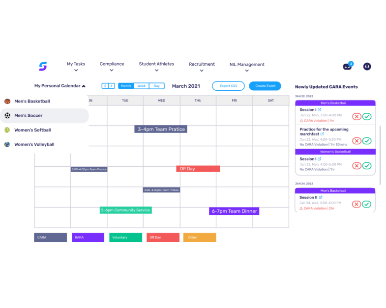 Spry Calendar - Manage Athletic and Academic Schedules