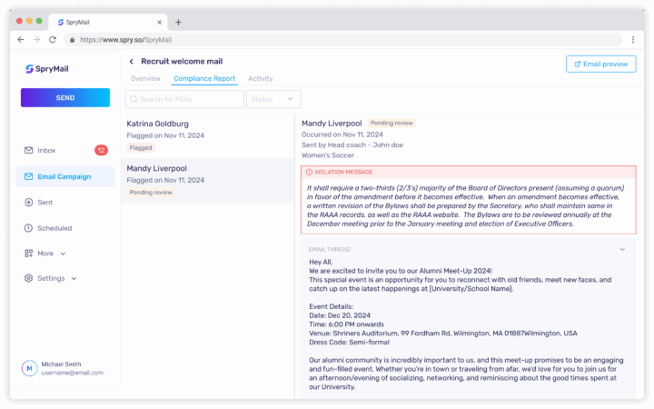 Paperwork Student-Athlete Interface