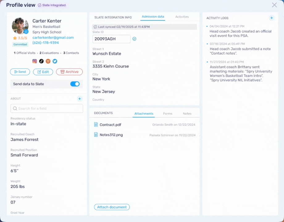Paperwork Student-Athlete Interface