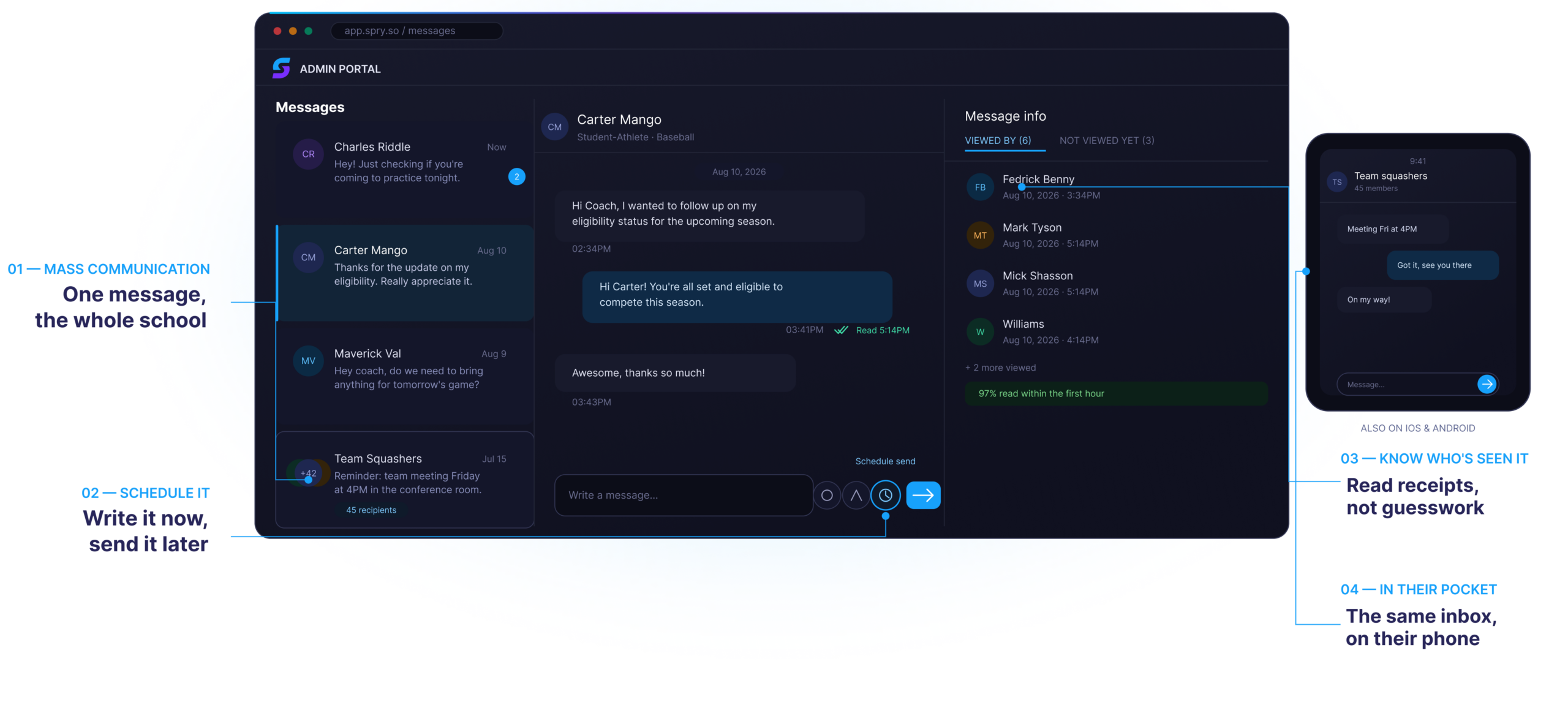 spry messaging hero dark